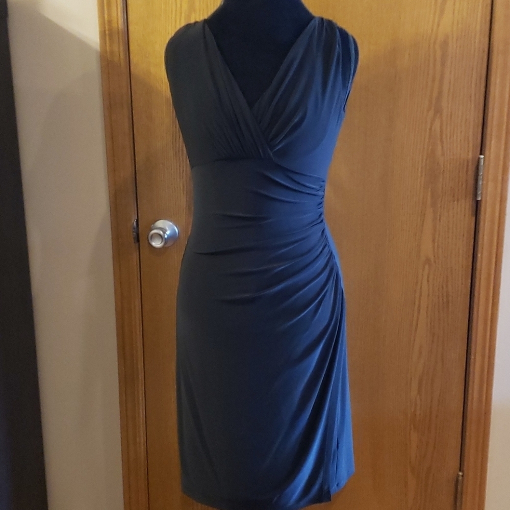 lauren ralph lauren black stretch gathered dress - Picture 2 of 6